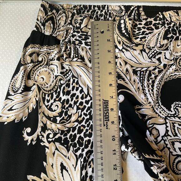 CActive Women Palazzo Pants size 2 Floral Black Mid Rise Stretch Flared Vacay - Picture 5 of 11